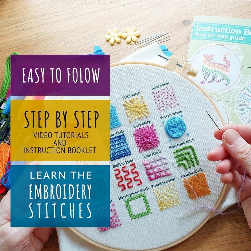 CRAFTILOO Embroidery Kit for Beginners Cross Stitch Kits for Beginners Embroidery Kits for Adults Cross Stitch kit Beginner Embroidery kit for Adults Cat - Image 4